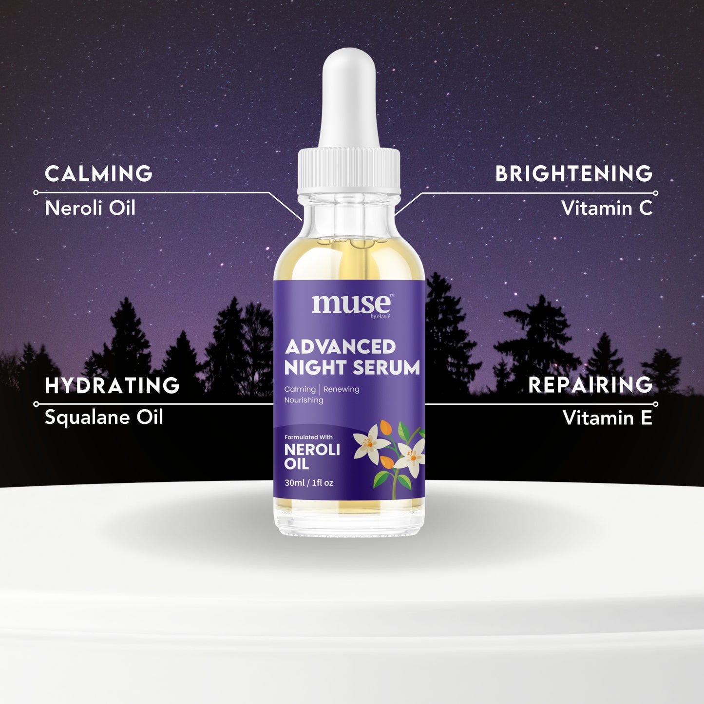 Advanced Night Serum – 1% Squalane for Deep Hydration & Skin Repair, Overnight Recovery for Fine Lines & Dryness