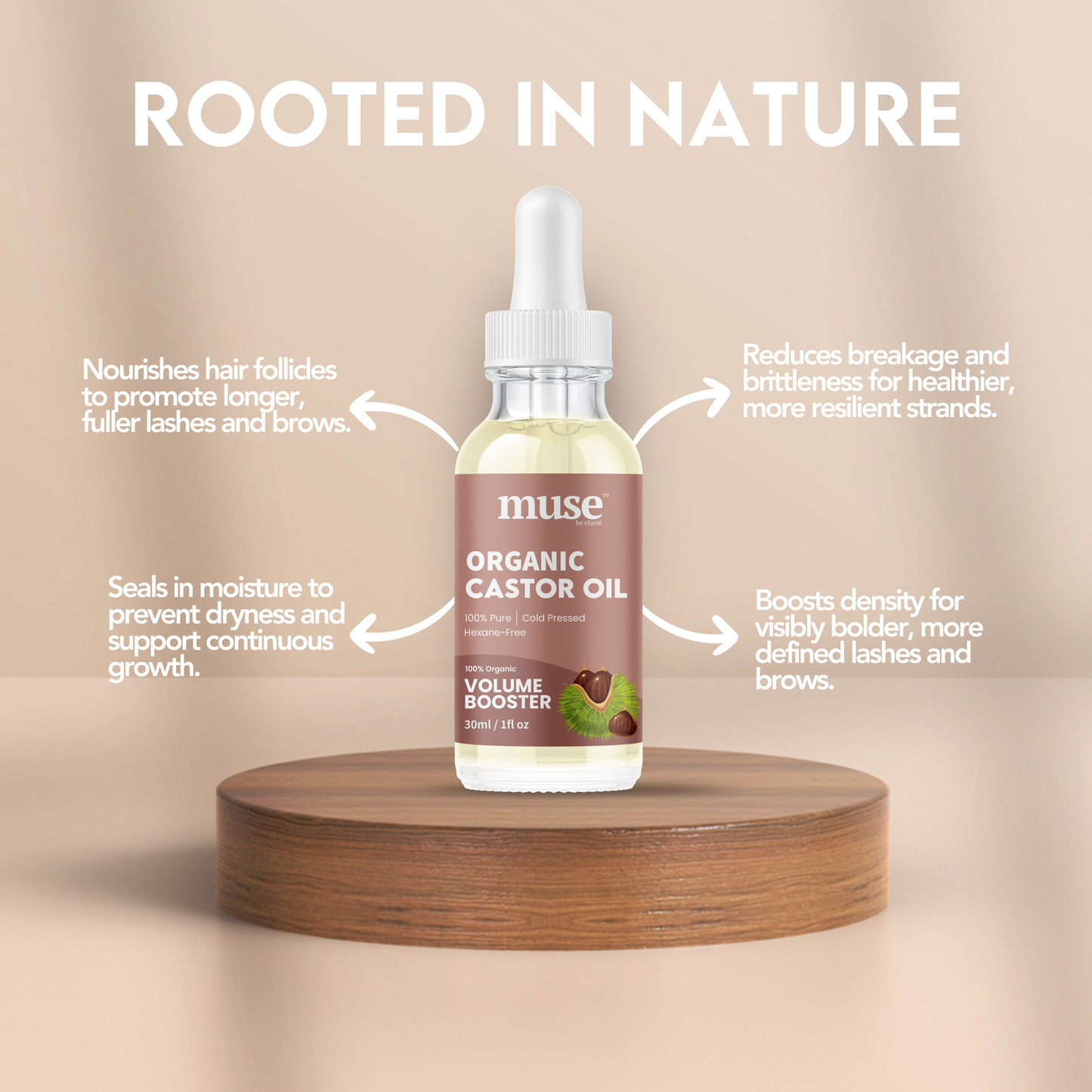 Organic Castor Oil Eyelash & Brow Serum – 100% Pure, Cold-Pressed, Hexane-Free Conditioning Oil for Fuller-Looking Lashes & Brows