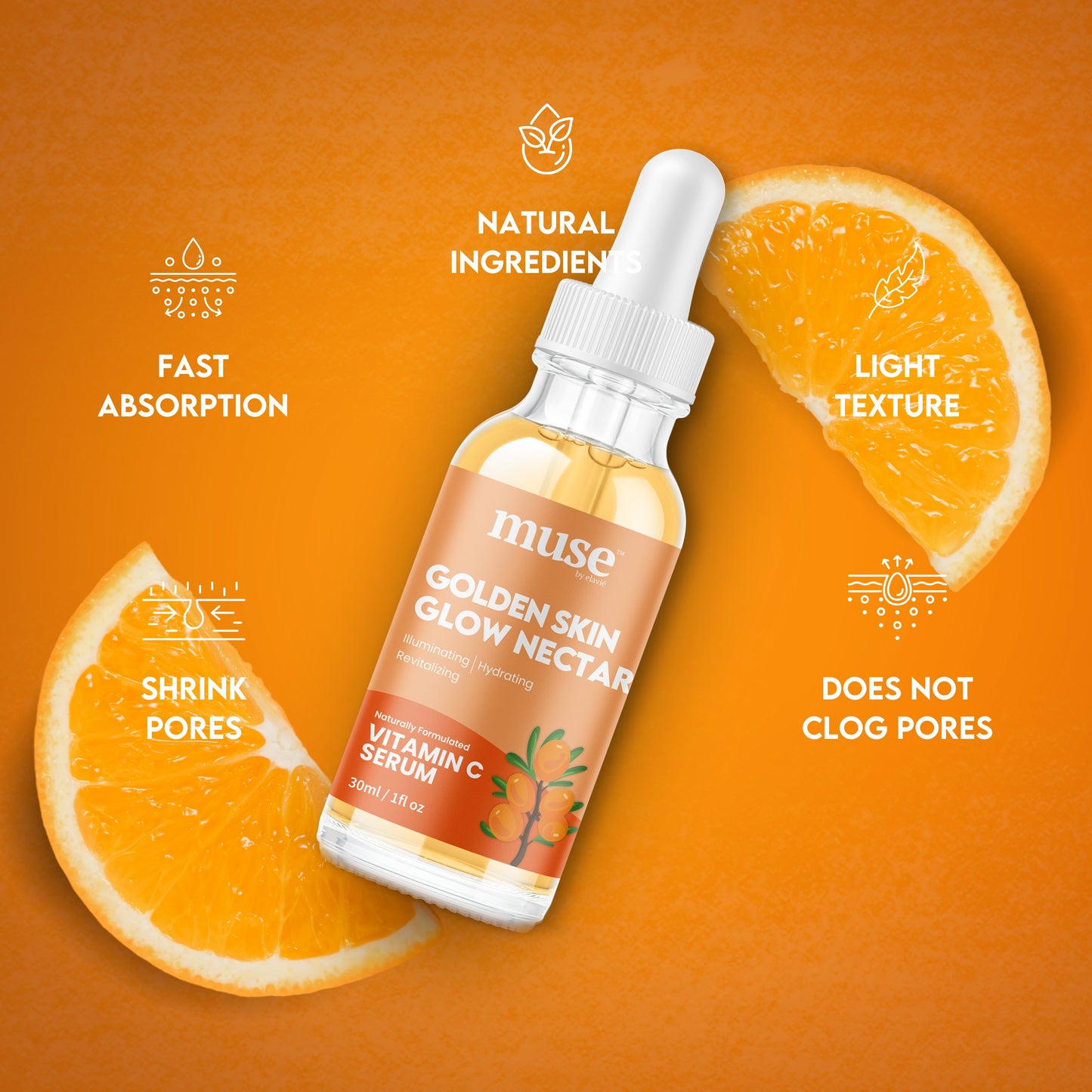 Golden Glow Skin Nectar - Naturally Enriched Vitamin C Serum, Antioxidant-Rich Face Oil