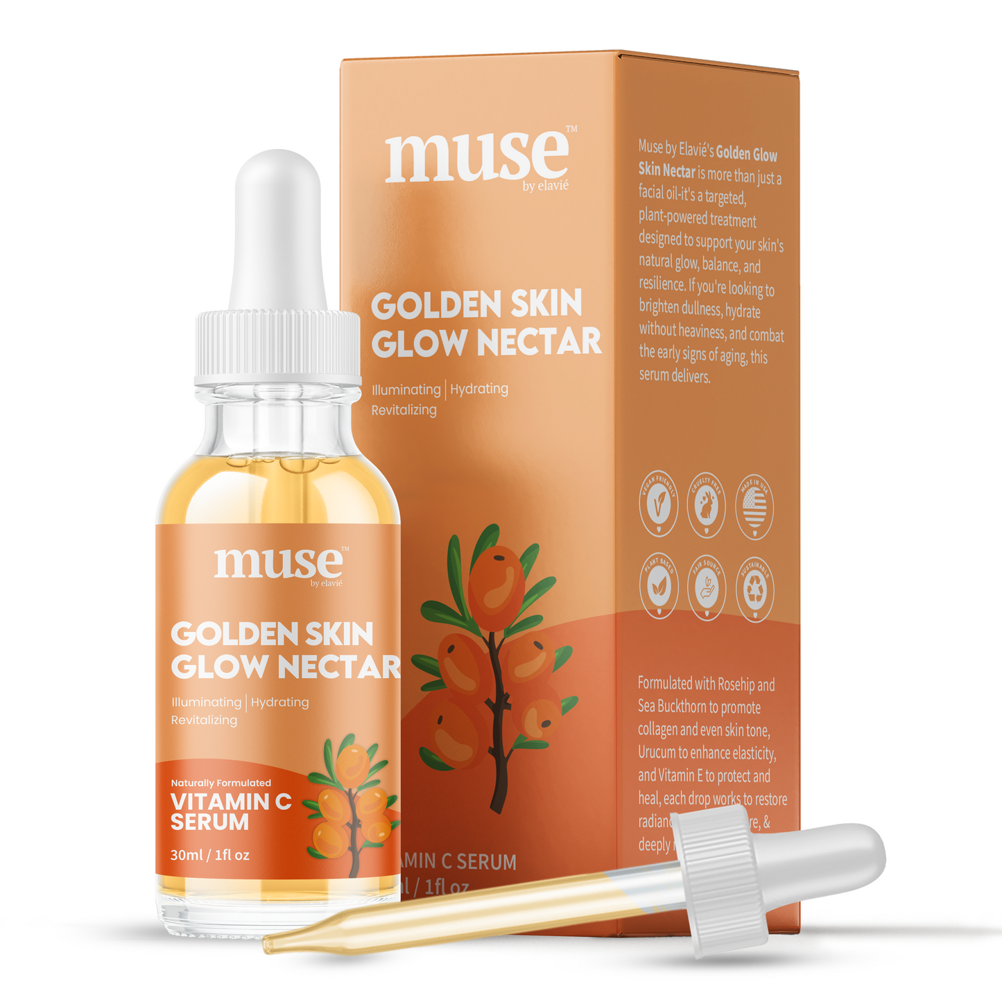 Golden Glow Skin Nectar - Naturally Enriched Vitamin C Serum, Antioxidant-Rich Face Oil