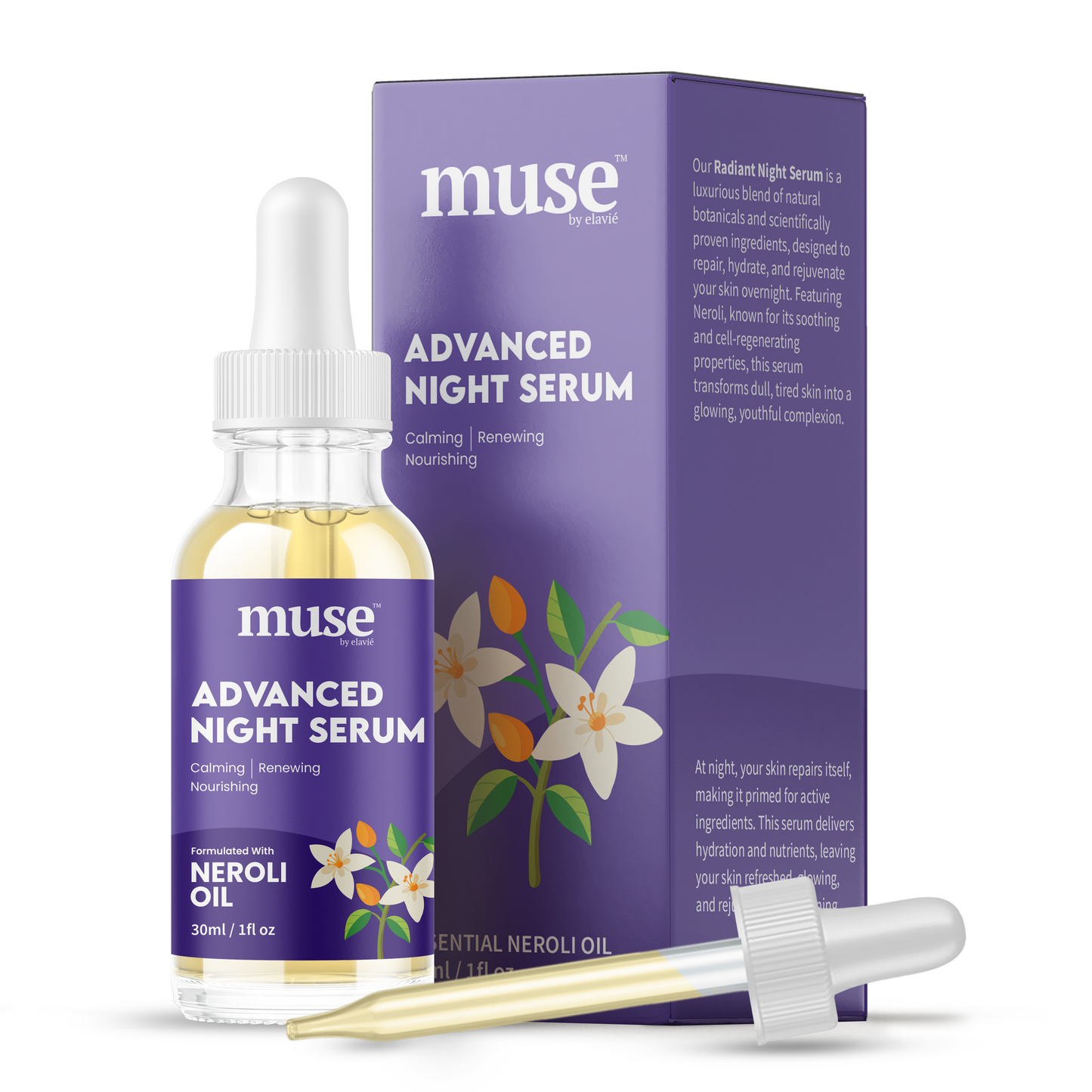 Advanced Night Serum – 1% Squalane for Deep Hydration & Skin Repair, Overnight Recovery for Fine Lines & Dryness